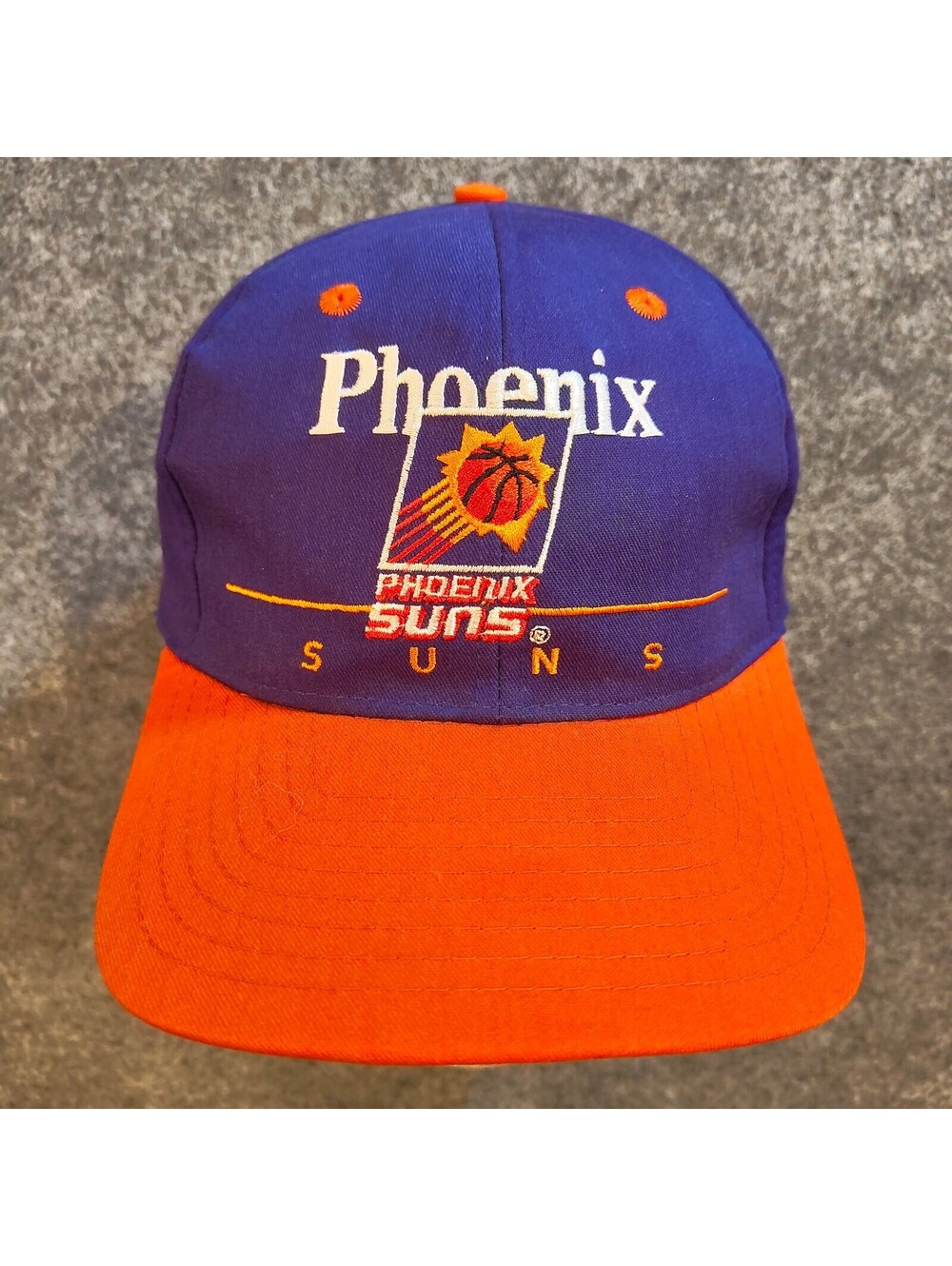 Vintage Phoenix Suns Twins Enterprise NBA Snapback Hat Purple Orange